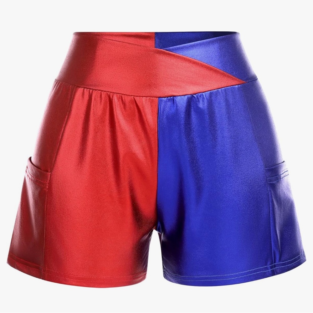 Red and Blue Metallic Shorts